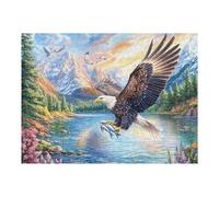 Bald Eagle with Fish Above River And Blooms Puzzle 500 Pezzi Gioco Educativo Intelligente Per Ragazzi Creatività E Logica Idea Regalo Natale Per Famiglia 500 PCS