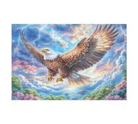 Bald Eagle with Lightning And Flowers Puzzle 1000 Pezzi Rompicapo Per Ufficio Premium Pausa Lavoro Rilassante Attività Per Colleghi Regalo Festa Aziendale 1000 PCS