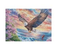 Bald Eagle with Red Scorpion And Pink Blossoms Puzzle 300 Pezzi Sfida Rompicapo Difficile Rompicapo Per Esperti Stimolo Intellettuale Esercizio Mentale Regalo Per 300 PCS