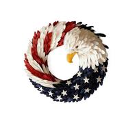 Bald Eagle Wreath - 7.87 inch patriotic wreath | Red White Blue decoration - Eagle garland with built in hanger for indoor outdoor holiday home window wall display