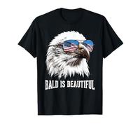 Bald is Beautiful 4 luglio USA Patriotic Funny Bald Eagle Maglietta
