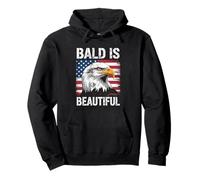 Bald is Beautiful American Bald Eagle 4th Of July US Flag Felpa con Cappuccio