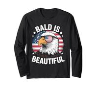 Bald Is Beautiful Aquila Patriottica Orgoglio USA Umorismo Maglia a Manica