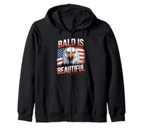 Bald Is Beautiful Bandiera americana Bald Eagle Felpa con Cappuccio