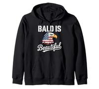 Bald Is Beautiful Bandiera americana Bald Eagle Felpa con Cappuccio