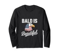 Bald Is Beautiful Bandiera americana Bald Eagle Maglia a Manica