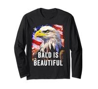Bald is Beautiful - Epic American Flag USA with Eagle Maglia a Manica