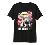Bald is Beautiful - Epic American Flag USA with Eagle Maglietta Premium