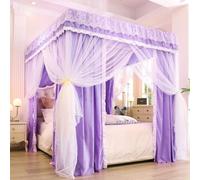 Baldacchino a cupola, Tenda zanzariera a 4 montanti angolari for letto, multicolore, misure multiple, 2 pezzi(Solid Purple,Queen)