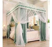 Baldacchino a cupola, Zanzariera a baldacchino for letto a 4 angoli, 2 pezzi, multicolor, dimensioni multiple(Solid Green,Queen)