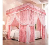 Baldacchino a cupola, Zanzariera a baldacchino for letto a 4 angoli, 2 pezzi, multicolor, dimensioni multiple(Flower-pink,Twin)