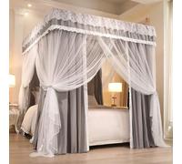 Baldacchino a cupola, Zanzariera a baldacchino for letto a 4 angoli, 2 pezzi, multicolor, dimensioni multiple(Solid Grey,King)
