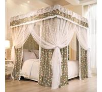 Baldacchino a cupola, Zanzariera a baldacchino for letto a 4 angoli, 2 pezzi, multicolor, dimensioni multiple(Flower-coffee,Double)