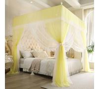 Baldacchino a cupola, Zanzariera a baldacchino for letto trasparente a 4 montanti, multicolore, varie misure, con gancio e corda(Yellow,1.5 * 2.0m)