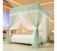 Baldacchino a cupola, Zanzariera a baldacchino for letto trasparente a 4 montanti, multicolore, varie misure, con gancio e corda(Green,1.5 * 2.0m)