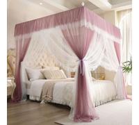 Baldacchino a cupola, Zanzariera a baldacchino for letto trasparente a 4 montanti, multicolore, varie misure, con gancio e corda(Purple,1.8 * 2.2m)