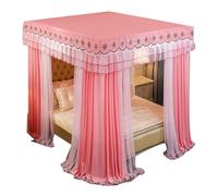 Baldacchino a cupola, Zanzariera a doppio strato for letto a baldacchino, multicolore, dimensioni multiple(Pink,180x200cm)
