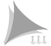 Baldacchino a vela triangolare, 3,8 x 3,8 m, impermeabile, ideale per terrazza, cortile, area giochi e piscina, soluzione per l'ombra del giardino grigio chiaro