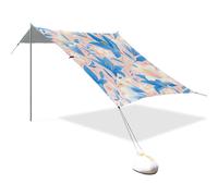 Baldacchino da spiaggia con fiori di giglio bianco e blu, UPF50+, leggero, con borsa per il trasporto, per campeggio, picnic, cortile