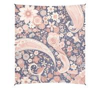 Baldacchino da spiaggia in stile bohémien rosa e bianco vintage Paisley anacardi, UPF50+, impermeabile, grande riparo dal sole con pala di sabbia per viaggi in famiglia, picnic e campeggio