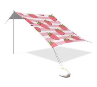 Baldacchino da spiaggia pieghevole a righe rosa e bianche con fragole UPF50, impermeabile, con sacchi di sabbia e pala, per campeggio, picnic, cortile e pesca carpas para Playa en oferta