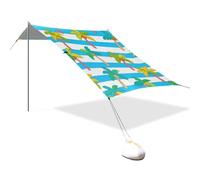 Baldacchino da spiaggia pieghevole con palma da cocco a righe blu e bianche, UPF50+, leggero, grande, con borsa per il trasporto, per campeggio, pesca, divertimento in giardino o picnic Sombra para