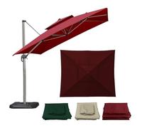Baldacchino Di Ricambio 8 Stecche Telo Di Ricambio Per Ombrellone A 2 Livelli Da Patio Quadrato 3x3m 2.5x2.5M, Copertura Per Ombrellone Da Tavolo Impermeabile E Resistente Per Esterni(Dark-Red,3x3m)