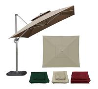 Baldacchino Di Ricambio 8 Stecche Telo Di Ricambio Per Ombrellone A 2 Livelli Da Patio Quadrato 3x3m 2.5x2.5M, Copertura Per Ombrellone Da Tavolo Impermeabile E Resistente Per Esterni(Light-Khaki,3x3m