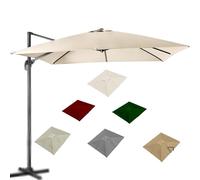 Baldacchino di ricambio per ombrellone offset da 4 x 3 m, 8 costole, copertura parasole per patio esterno, in verde, kaki, bordeaux, beige (beige, 3 x 3 m, 3 x 3 m)