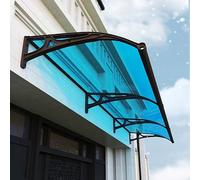 Baldacchino esterno per patio, porta d'ingresso con staffa in alluminio, protezione UV e pioggia, copertura in policarbonato per portico e giardino, colore blu