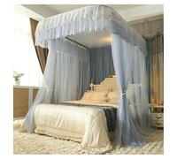 Baldacchino for letto Baldacchino for letto con staffa a forma di U, tenda - doppio strato, tende sospese for la decorazione del letto matrimoniale Queen King(Blue,180x220cm)