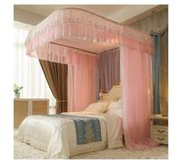 Baldacchino for letto Baldacchino for letto con staffa a forma di U, tenda - doppio strato, tende sospese for la decorazione del letto matrimoniale Queen King(Pink,200x220cm)