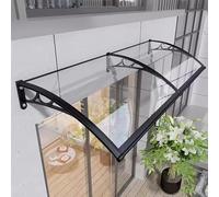 Baldacchino impermeabile per porta esterna, 120 x 150 cm, in alluminio resistente, resistente ai raggi UV, protezione da pioggia e sole, design elegante a S, per finestre e ingressi