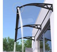 Baldacchino in alluminio con staffa nera, parasole silenzioso per veranda esterna, tenda da finestra curva, policarbonato trasparente, sporgenza ingresso trasparente