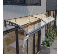 Baldacchino in alluminio e policarbonato per porta d'ingresso, impermeabile, protezione da sole e pioggia, marrone, 80 x 280 cm, copertura per porta esterna per case