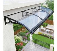 Baldacchino in policarbonato con supporto in alluminio e grondaia, 60 x 270 cm, tenda da patio per esterni, protezione dalla pioggia, elegante soluzione per esterni