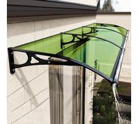 Baldacchino in policarbonato per ingresso, elegante tenda verde con staffa in alluminio, elegante rifugio da esterno 100 x 440 cm, perfetto per la protezione dell'ingresso domestico