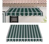 Baldacchino in tessuto impermeabile per patio e terrazza all'aperto, 3,7 x 1,5 m, a righe verdi, resistente ai raggi UV, in poliestere, facile da installare, perfetto per parasole e protezione dalla