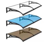 Baldacchino per porta del balcone, resistente alle intemperie, in policarbonato, protegge da pioggia, neve e raggi UV, colore marrone, 70 x 180 cm