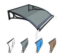 Baldacchino per porta del patio, copertura esterna per porta d'ingresso, protezione UV e pioggia, tenda in policarbonato per balcone e portico (grigio, 120 x 160 cm)