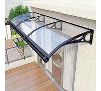 Baldacchino per porta esterna, in policarbonato curvo, con staffa in alluminio, silenzioso, autopulente, copertura per veranda (larghezza 80 x lunghezza 120 cm), resistente alle intemperie, facile da