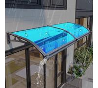 Baldacchino per porta in alluminio e policarbonato, per porta d'ingresso, protezione da pioggia e neve, colore blu, 100 x 330 cm, copertura resistente alle intemperie