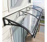 Baldacchino per porta in alluminio e policarbonato, protezione UV al 99%, tenda impermeabile per ingresso, elegante 80 x 460 cm, 32 x 181, riparo per porta d'ingresso