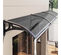 Baldacchino per porta in alluminio e policarbonato, resistente alle intemperie, protezione UV e pioggia, resistente agli urti, carico 100 kg, grigio, 60 x 220 cm