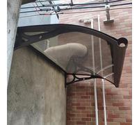 Baldacchino per porta in metallo marrone, 80 x 200 cm, copertura in policarbonato trasparente, staffa in alluminio con guida per lavello per garage, balcone e protezione delle finestre"