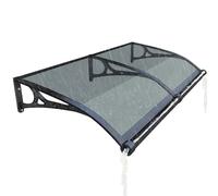 Baldacchino per porta in policarbonato con grondaia, staffa in alluminio, protezione UV e pioggia, tenda a sbalzo per finestre resistente alle intemperie, grigio, 100x400cm/39x157, rifugio esterno