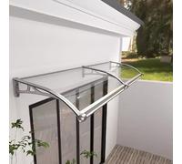 Baldacchino per porta in policarbonato trasparente con staffa in alluminio, tenda antirumore, protezione per finestre da esterni, design curvo, diverse misure (grigio, 60 x 380 cm/24 x 150 cm)