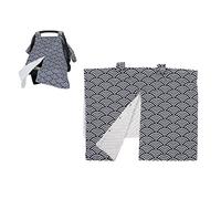 Baldacchino per Seggiolino, Tettuccio Apribile per Seggiolino Auto per Mamma Che Allatta, Coperta Multiuso per Seggiolino Auto per Neonati, Marsupio, Passeggino(Onde Nere)