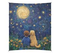 Baldacchino pieghevole da spiaggia con stelle e luna, per bambini e cani, UPF50+, leggero, con pala per sabbia, per campeggio, pesca, divertimento in giardino
