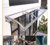 Baldacchino trasparente con grande grondaia, autopulente, silenzioso, ideale per porta d'ingresso, porta posteriore, copertura per patio, protezione dalla pioggia (60 x 440 cm)